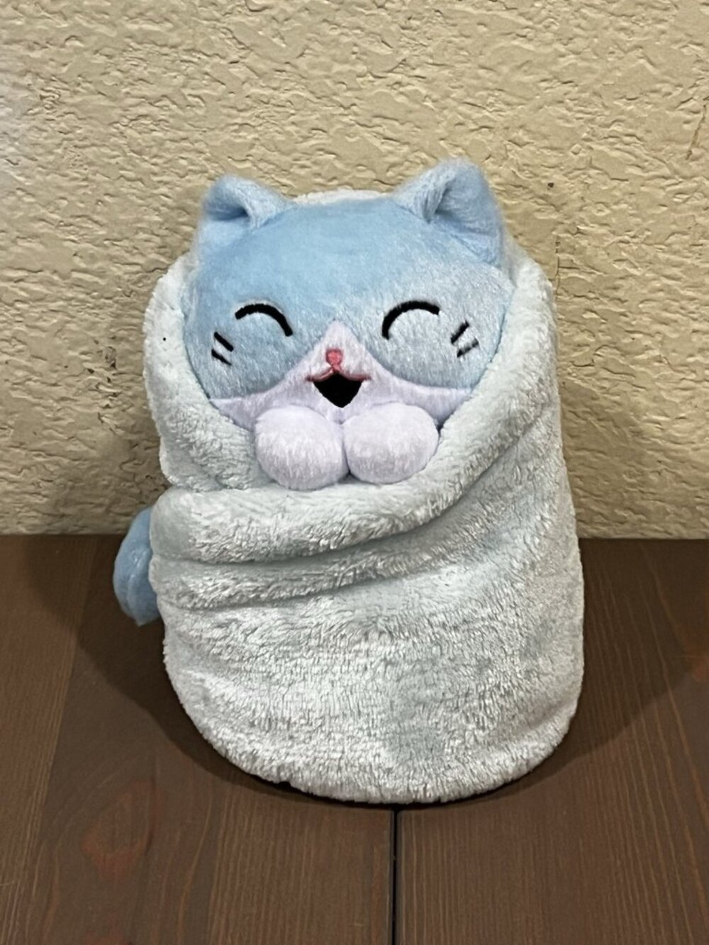 UNCUTE Purritos Tuna Cat Burrito Plush Stuffed Animal Blue Blanket 6.5" kawaii